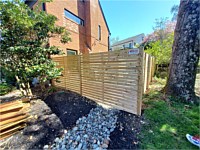 <b>6 foot high cedar horizontal fencing with spaced  1x4 horizontal cedar boards</b>